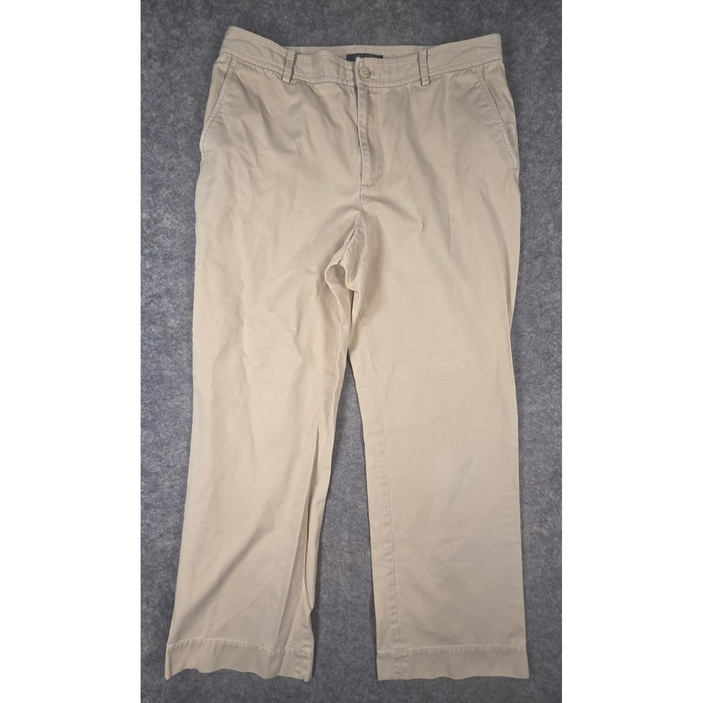 Lauren Ralph Lauren Khaki Chino Pants Womens 12 Tan Cotton Straight Leg Wide Leg